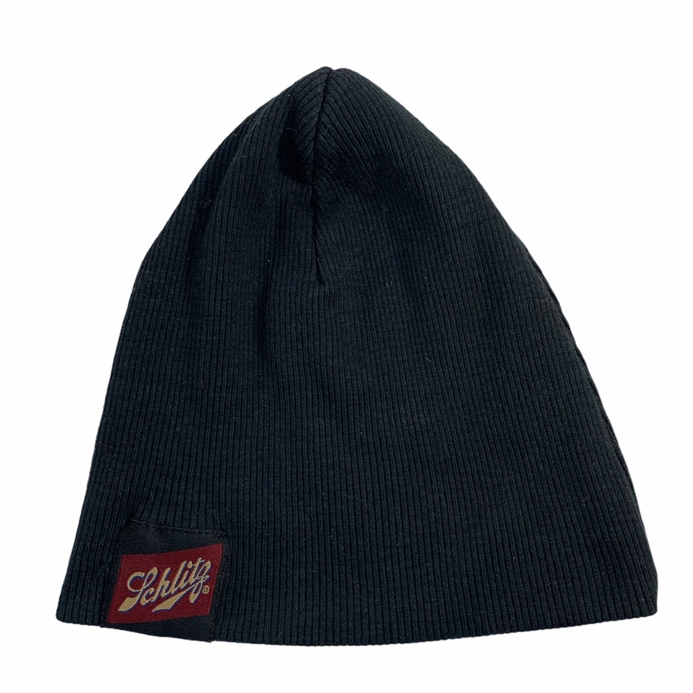 SCHLITZ beer beanie winter hat Ad promo black cap